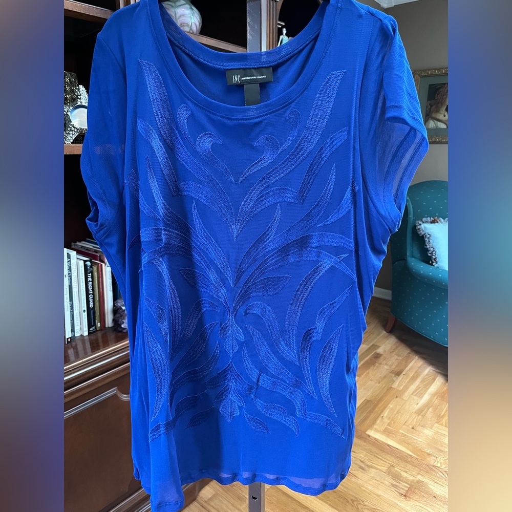 INC brilliant cobalt blue cap sleeve top NWT❣️ - Picture 9 of 9